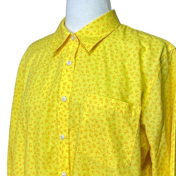 Lands' End No Iron Supima Cotton Shirt Size 16 Button-up Floral Blouse - Picture 5 of 7